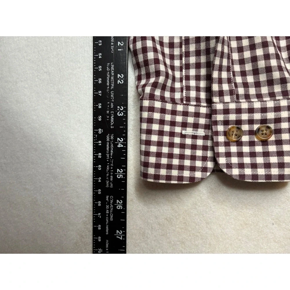 Brooks Brothers Non-Iron‎ Button Down Shirt Mens L Regular Fit Gingham Burgundy
